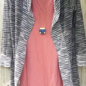 Black and white mid length cardigan